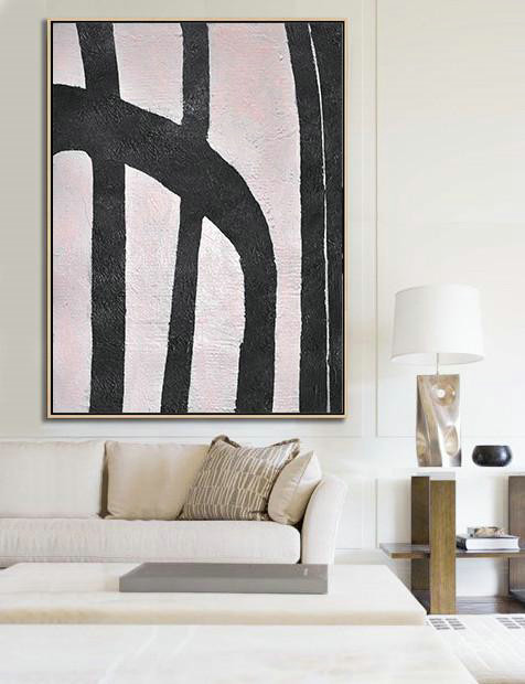Extra Large Textured Painting On Canvas,Hand-Painted Black And White Minimal Painting On Canvas,Hand Painted Abstract Art